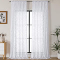 OVZME White Sheer Curtains 108 inches Long 2 Panels for Living Room