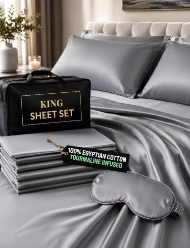 Luxury Tourmaline Infused 100% Egyptian Cotton King Size Sheet Set