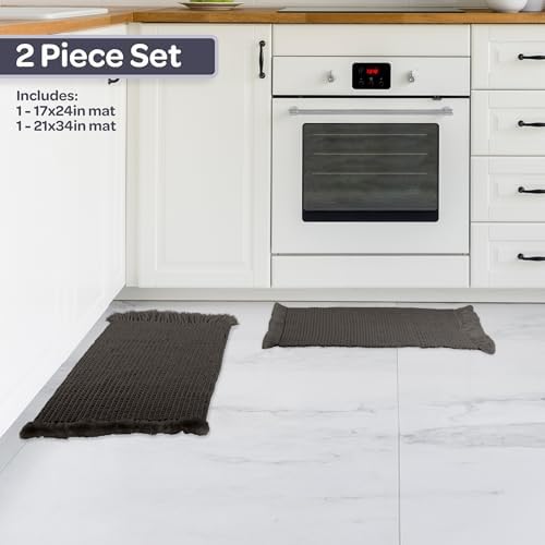 Bathroom Rugs - 2-Piece Waffle Bath Mat Set for Boho Bathroom Decor