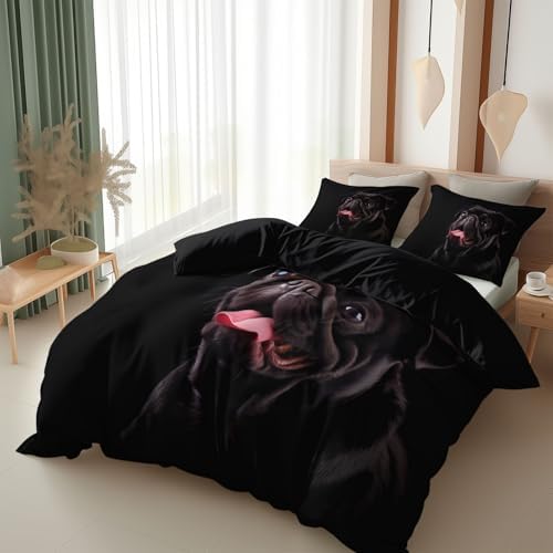 California King Duvet Cover Set Animal Pug Playful Soft Microfiber