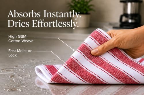 Cotton Kitchen Towels Set of 12, Large, 18 x 28 Inch, Absorbent Dish