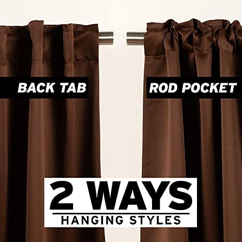 Home Fashion Set of 2 Panels Back Tab Rod Pocket 52x72 Chocolate