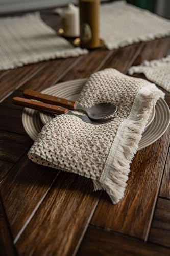 Set of 4 Boho Placemats with Tassels Macrame Woven Place Mats Rustic