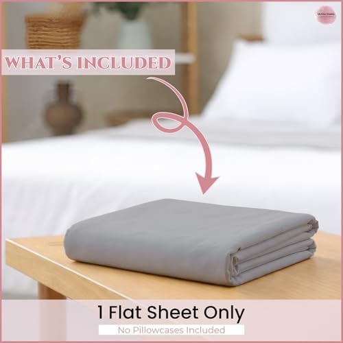 Full Flat Sheet Only, 100% Percale Cotton Sheets, Silver Grey