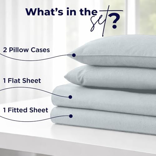 DAN RIVER King Jersey Sheet Set – 100% Cotton T-Shirt Feel – Soft