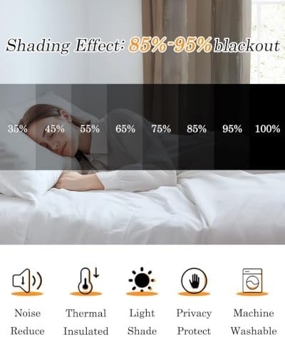 Brown Grey Blackout Curtains 63 Inches Long for Bedroom, Abstract