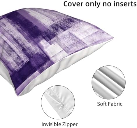 AEIOAE Purple Plum White Pillow Covers 18x18 Inch Set of 2,Abstract