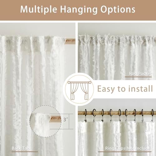 PRIMROSE Light Filtering Sheer Curtains for Living Room 96 Inches