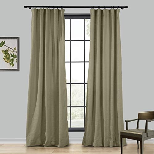 TWOPAGES 72 W x 96 L Taupe Grey Back Tab Curtain for Kitchen Window