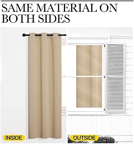 NICETOWN Bedroom Room Darkening Curtains 1 Pair 55 x 108-in Biscotti