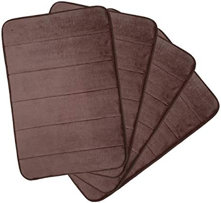Macro Giant Memory Foam Bath Mat, Brown Color, Set of 4, 23" x 15.5" x