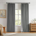 Dark Grey Linen Pinch Pleat 84 Inch Black out Curtains 2 Layer Drapes
