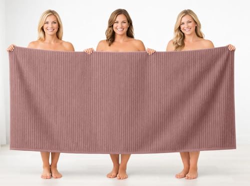 DAN RIVER Ribbed Extra Large Bath Sheets Pack of 2, 35 x 70 Inches