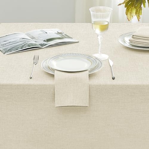 Softalker Large Cream Table Cloths Rectangular 60x104 inch Faux Linen