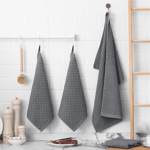 Kitchen Towels and Dishcloths Set, 12X12IN,15X26IN Super Absorbent