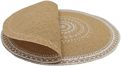 Round Placemats Set of 4, Dining Winter Modern Dinner Braided Beige
