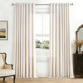 Linen Curtains 90 Inches Long Semi Sheer Ivory for Living Room