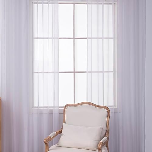 BOYOUTH Solid Color Sheer Voile Curtains,Grommets Window Gauze for