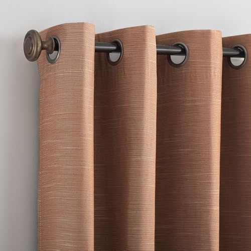 Archaeo Textured Linen Blend Grommet Top Curtain, 50" x 84", Pecan