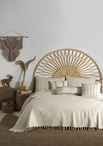 Handmade Undyed Natural Pure Cotton King Herringbone Blanket Coverlet
