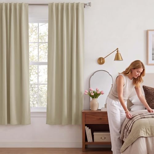 NICETOWN Cream Blackout Curtains 63 Inches Long 2 Panels Set for