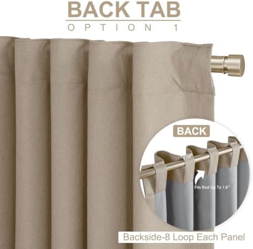 Faux Linen Total Blackout Curtains for Bedroom 72 Inch Long Copper