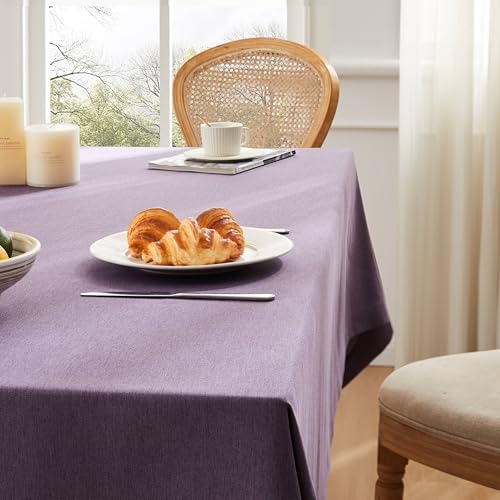 ZeeMart Linen Textured Square Table Cloth, 60x60 Inch Purple