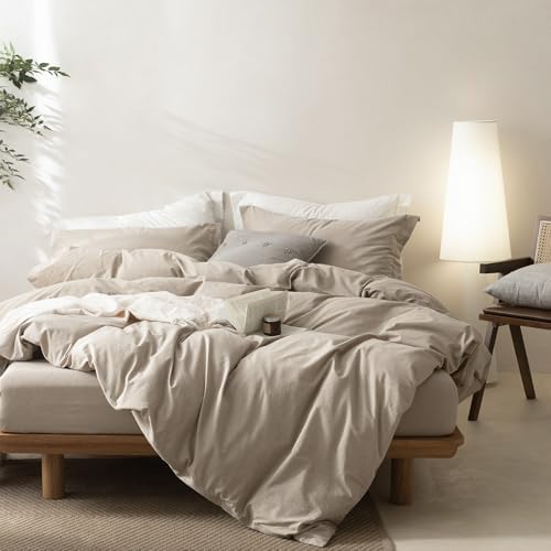 BDEAR 3Pcs Linen Grey Duvet Cover California King Size 104" W x 98" L
