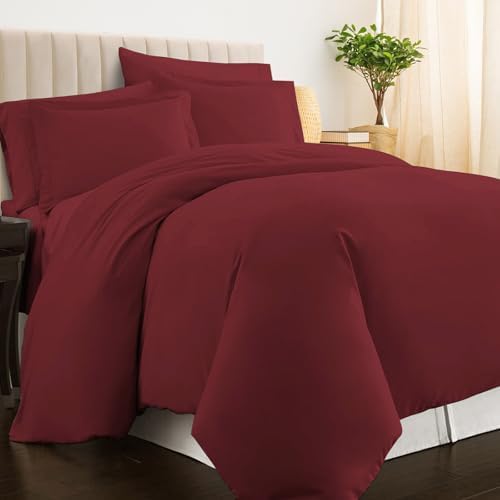 Pizuna 100% Cotton King Duvet Cover Set 400 Thread Count Rio Red