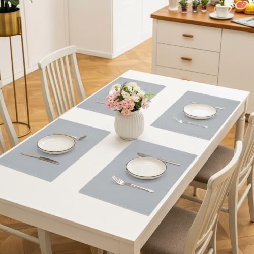 Gray Solid Color Placemat Set of 8, Burlap Placemats for Dining Table