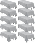 fani 10 Packs Light Grey Tablecloth - 60 x 102 Inch for 6Ft Tables