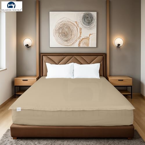 Microfiber Zip-On Fitted Sheet 18" Deep Pockets Cal-King Size Beige