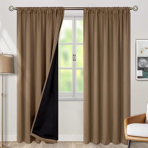 BGment Taupe Thermal Insulated 100% Blackout Curtains 84 Inches Long