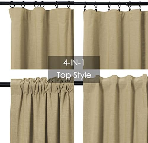 TWOPAGES Heavyweight Linen Textured Privacy Curtain 84 Inches Long