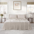 Linen World Queen Size Linen Sheet Set – 4Pcs Solid Color 100% Natural