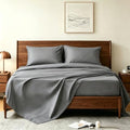 4-Pcs Dark Grey King Bed Sheet Set 100% Cotton 16" Deep Pocket