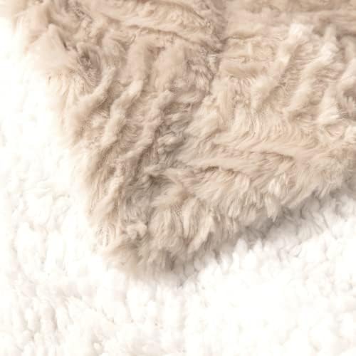 DaDa Bedding Faux Fur Throw Blanket, Beige Champagne, 50 x 60 in