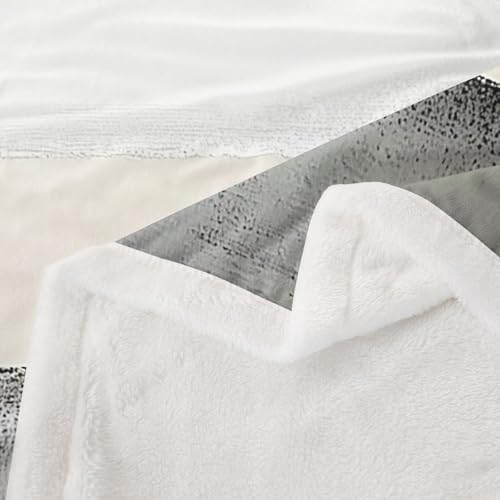 jejeloiu Gray Beige White Sherpa Blanket Plush Fuzzy Modern Abstract