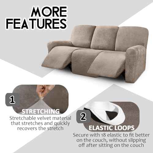 ULTICOR 8-Piece Recliner Sofa Covers, Taupe