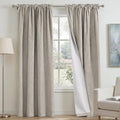 PrinceDeco 100% Blackout Linen Curtains for Bedroom 52x84 Inch