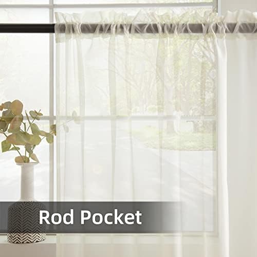 youleyar Solid Sheer Rod Pocket Curtain Voile Draperies 2 Panels White