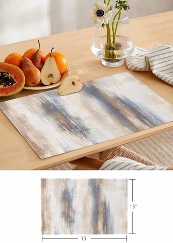 Brown Beige Grey Table Mats Set of 6 With Table Runner 90 Inches