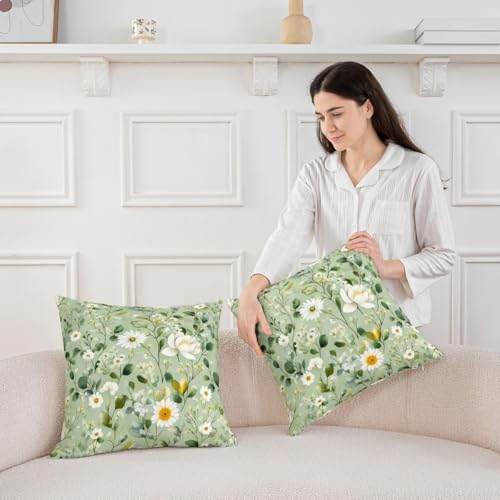 jejeloiu Teal Daisy Throw Pillow Covers Set of 2 Cute Flower
