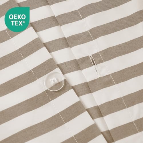 ROSE&RISY Duvet Cover Set King Size, Linen Grey Striped Comforter