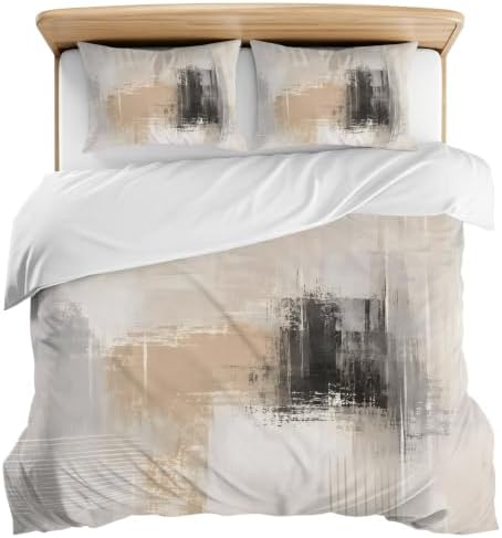 Duvet Cover King Size, Brown Black Abstract 3-Piece Bedding