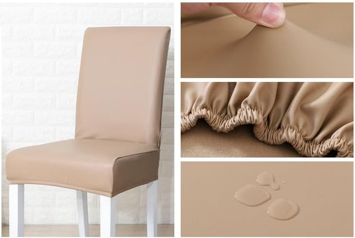 Shukii Waterproof PU Leather Stretch Dining Chair Covers, Set of 6