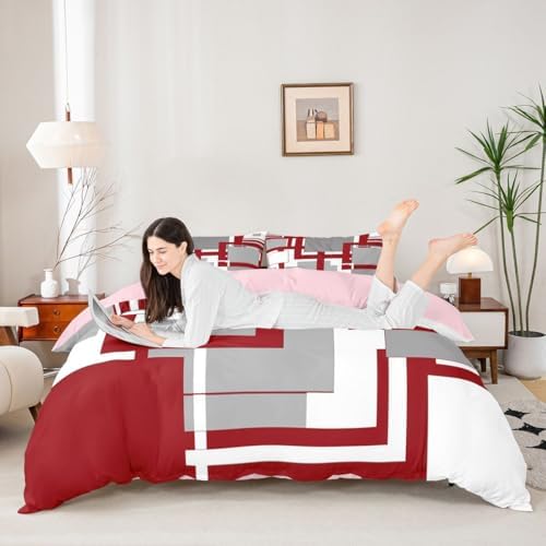 Feelyou Abstract Duvet Cover Queen Size Geometric Bedding Set for Boys