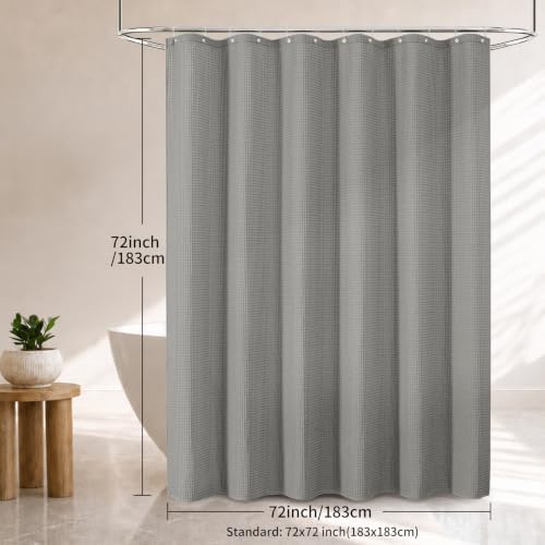 Colorful Star 256GSM Cotton Waffle Shower Curtain, Grey, 72 x 72