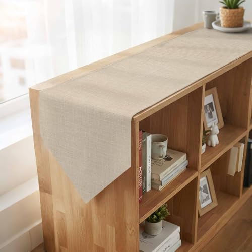 Vandarllin Table Runners 13x108 Inches Long, Beige Linen Texture Table