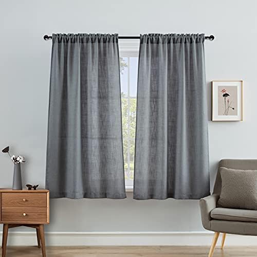 Valea Home Soft Burlap Natural Rod Pocket Window Curtain Panels for